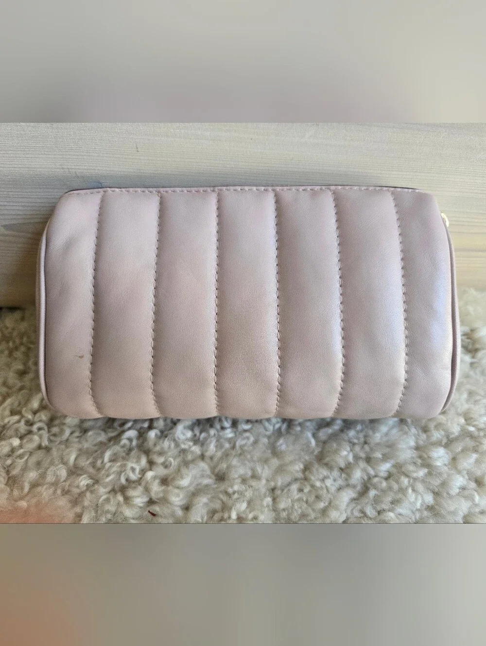 Tags Removed Unused Coach Quilted Leather Cosmetic Case 17 Washed Mauve C6888